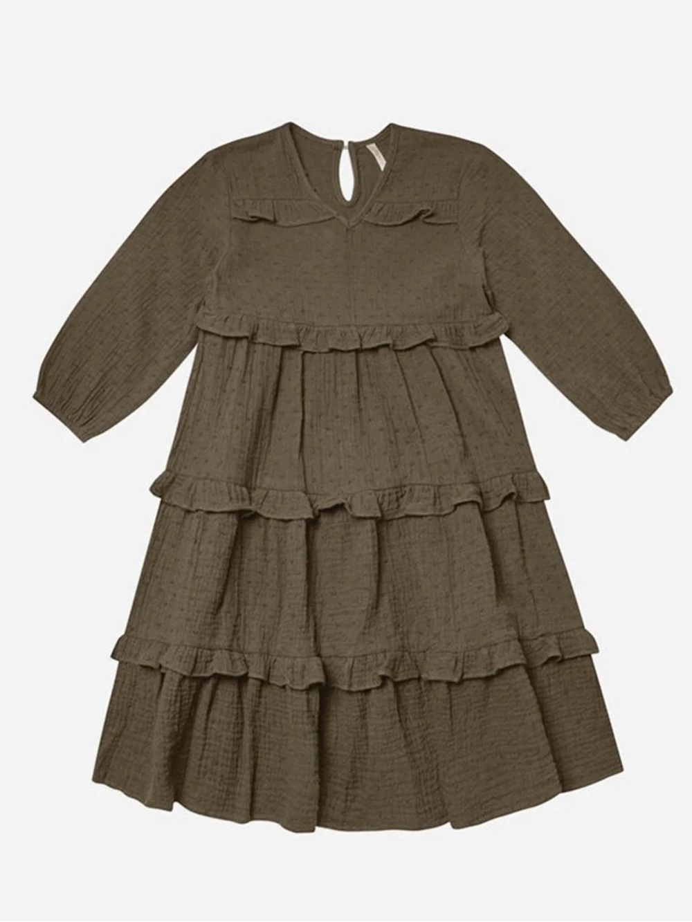 Rylee + Cru Mabel Dress Olive Green Tiered Dress for Kids 4-5 new with tags
